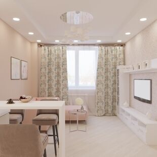 Фото № 2: Дизайн-проект двухкомнатной квартиры 45.2  м² Стиль Современная классика для ЖК Московский