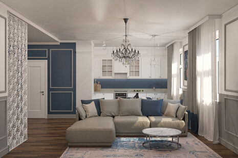 Фото № 3: Дизайн-проект трехкомнатной квартиры 88.23  м² Стиль Современная классика для ЖК Рассказово