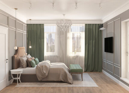 Фото № 6: Дизайн-проект трехкомнатной квартиры 88.23  м² Стиль Современная классика для ЖК Рассказово