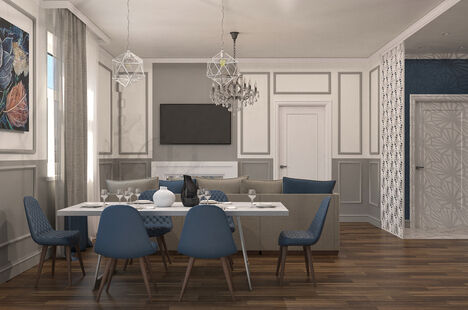Фото № 2: Дизайн-проект трехкомнатной квартиры 88.23  м² Стиль Современная классика для ЖК Рассказово