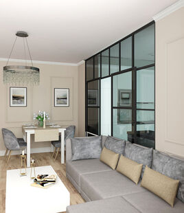 Фото № 4: Дизайн-проект трехкомнатной квартиры 81.5  м² Стиль Современная классика для ЖК Поколение