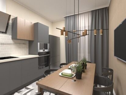 Фото № 6: Дизайн-проект двухкомнатной квартиры 64.09  м² Стиль Модернизм для ЖК Московский