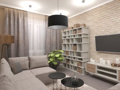 Фото № 3: Дизайн-проект двухкомнатной квартиры 64.09  м² Стиль Модернизм для ЖК Московский