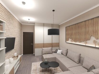 Фото № 4: Дизайн-проект двухкомнатной квартиры 64.09  м² Стиль Модернизм для ЖК Московский