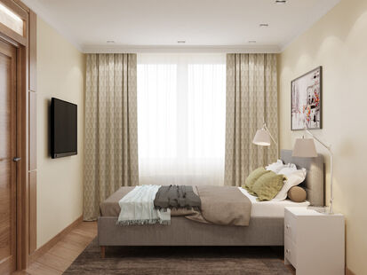 Фото № 2: Дизайн-проект однокомнатной квартиры 50.4  м² Стиль Контемпорари для ЖК Дрожжино