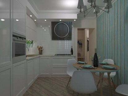 Фото № 4: Дизайн-проект однокомнатной квартиры 41.23  м² Стиль Контемпорари для ЖК Московский