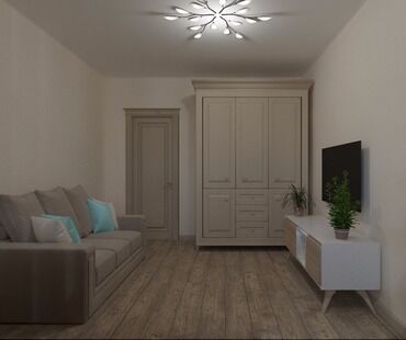 Фото № 3: Дизайн-проект однокомнатной квартиры 41.23  м² Стиль Контемпорари для ЖК Московский