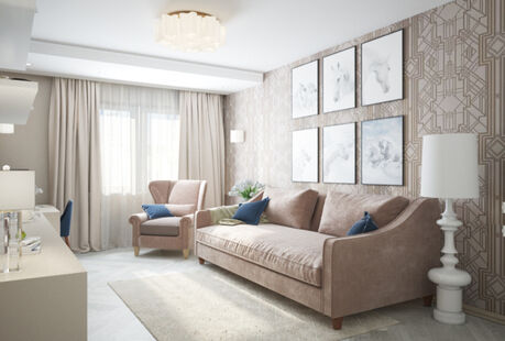 Фото № 1: Дизайн-проект двухкомнатной квартиры 62.0  м² Стиль Современная классика для ЖК Московский