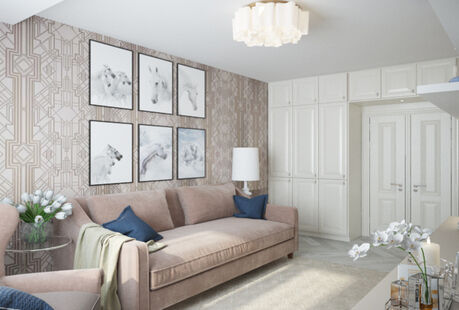 Фото № 3: Дизайн-проект двухкомнатной квартиры 62.0  м² Стиль Современная классика для ЖК Московский