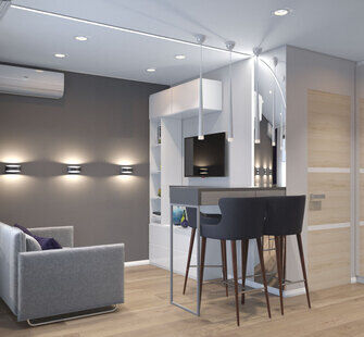 Фото № 5: Дизайн-проект квартиры-студии 20.6  м² Стиль Минимализм для ЖК Московский