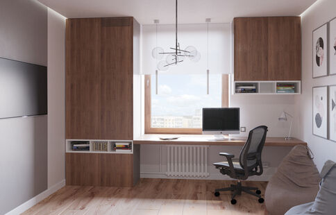 Фото № 5: Дизайн-проект трехкомнатной квартиры 78.12  м² Стиль Модернизм для ЖК Московский