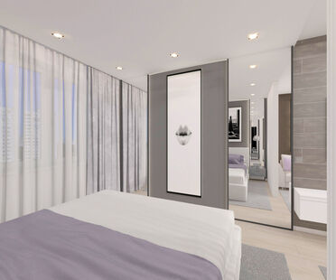 Фото № 3: Дизайн-проект однокомнатной квартиры 35.2  м² Стиль Минимализм для ЖК Московский