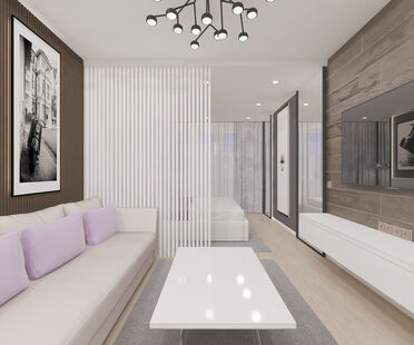 Фото № 5: Дизайн-проект однокомнатной квартиры 35.2  м² Стиль Минимализм для ЖК Московский