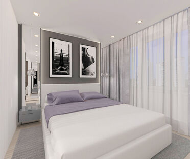 Фото № 2: Дизайн-проект однокомнатной квартиры 35.2  м² Стиль Минимализм для ЖК Московский