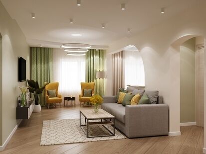 Фото № 6: Дизайн-проект трехкомнатной квартиры 86.95  м² Стиль Фьюжн для ЖК Московский