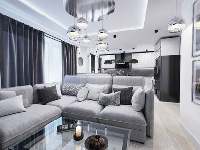 Фото № 5: Дизайн-проект двухкомнатной квартиры 66.41  м² Стиль Модернизм для ЖК Московский