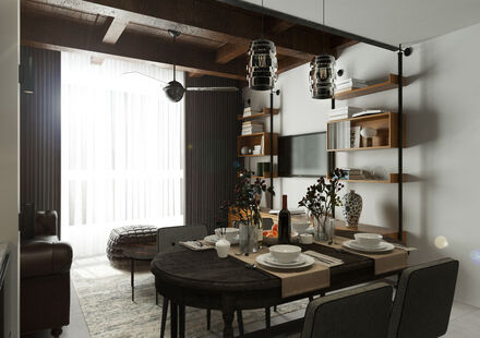 Фото № 2: Дизайн-проект трехкомнатной квартиры 88.52  м² Стиль Эклектика для ЖК Московский