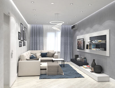 Фото № 3: Дизайн-проект трехкомнатной квартиры 93.39  м² Стиль Модернизм для ЖК Московский