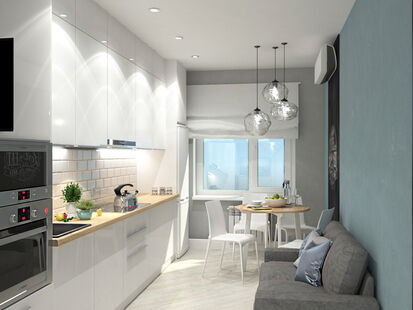 Фото № 5: Дизайн-проект трехкомнатной квартиры 93.39  м² Стиль Модернизм для ЖК Московский