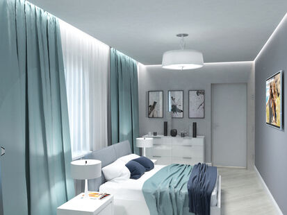 Фото № 6: Дизайн-проект трехкомнатной квартиры 93.39  м² Стиль Модернизм для ЖК Московский