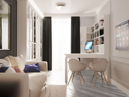 Фото № 1: Дизайн-проект двухкомнатной квартиры 64.2  м² Стиль Американская Классика для ЖК Неоклассика 1