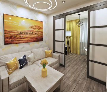 Фото № 1: Дизайн-проект двухкомнатной квартиры 56.23  м² Стиль Этнический для ЖК Московский