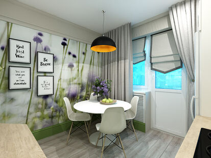 Фото № 2: Дизайн-проект двухкомнатной квартиры 56.23  м² Стиль Этнический для ЖК Московский