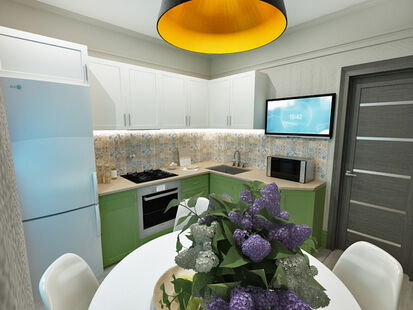 Фото № 4: Дизайн-проект двухкомнатной квартиры 56.23  м² Стиль Этнический для ЖК Московский