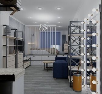 Фото № 1: Дизайн-проект однокомнатной квартиры 65.6  м² Стиль Контемпорари для ЖК Московский