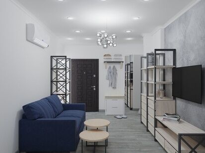 Фото № 5: Дизайн-проект однокомнатной квартиры 65.6  м² Стиль Контемпорари для ЖК Московский