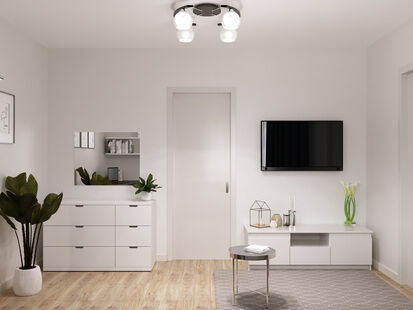 Фото № 5: Дизайн-проект однокомнатной квартиры 30.08  м² Скандинавский стиль для ЖК Московский