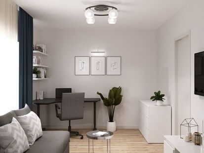 Фото № 4: Дизайн-проект однокомнатной квартиры 30.08  м² Скандинавский стиль для ЖК Московский