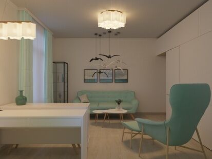 Фото № 1: Дизайн-проект кабинета 17.2  м² Стиль Контемпорари для ЖК Московский