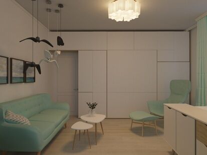 Фото № 3: Дизайн-проект кабинета 17.2  м² Стиль Контемпорари для ЖК Московский