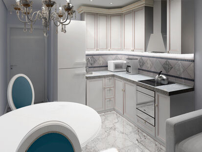 Фото № 4: Дизайн-проект двухкомнатной квартиры 63.18  м² Стиль Современная классика для ЖК Московский