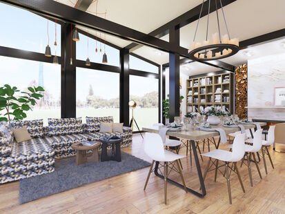 Фото № 1: Дизайн-проект квартиры-студии 74.83  м² Стиль Модернизм для гостевого дома