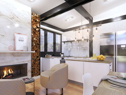 Фото № 6: Дизайн-проект квартиры-студии 74.83  м² Стиль Модернизм для гостевого дома