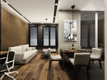 Фото № 3: Дизайн-проект однокомнатной квартиры 41.71  м² Стиль Минимализм для ЖК Перовский