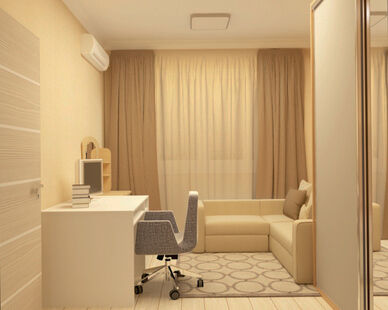 Фото № 2: Дизайн-проект однокомнатной квартиры 32.9  м² Стиль Контемпорари для ЖК Московский