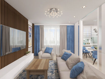 Фото № 1: Дизайн-проект двухкомнатной квартиры 65.31  м² Стиль Контемпорари для ЖК Московский