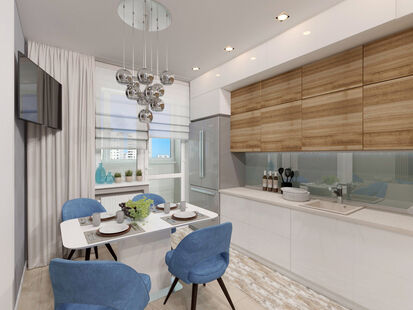 Фото № 3: Дизайн-проект двухкомнатной квартиры 65.31  м² Стиль Контемпорари для ЖК Московский