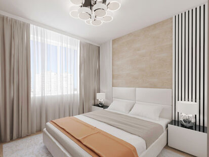 Фото № 4: Дизайн-проект двухкомнатной квартиры 65.31  м² Стиль Контемпорари для ЖК Московский