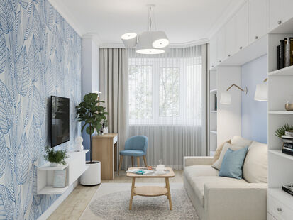 Фото № 1: Дизайн-проект двухкомнатной квартиры 65.6  м² Скандинавский стиль для ЖК Московские водники