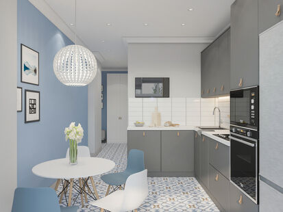 Фото № 5: Дизайн-проект двухкомнатной квартиры 65.6  м² Скандинавский стиль для ЖК Московские водники