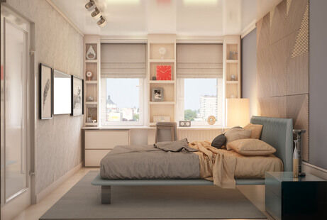 Фото № 5: Дизайн-проект однокомнатной квартиры 45.29  м² Стиль Модернизм для ЖК Отрада 2