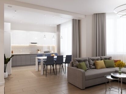 Фото № 5: Дизайн-проект двухкомнатной квартиры 71.8  м² Стиль Контемпорари для ЖК Новорижский