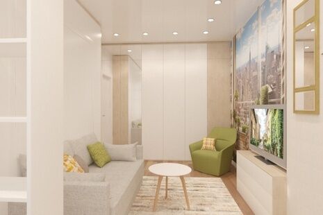 Фото № 5: Дизайн-проект двухкомнатной квартиры 25.32  м² Стиль Контемпорари для ЖК в г. Санкт-Петербург