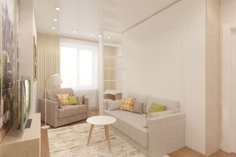 Фото № 4: Дизайн-проект двухкомнатной квартиры 25.32  м² Стиль Контемпорари для ЖК в г. Санкт-Петербург