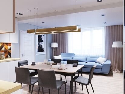 Фото № 4: Дизайн-проект 4-комнатной квартиры 111.4 кв.м Стиль Модернизм для ЖК Московский