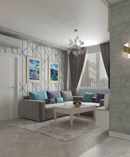 Фото № 1: Дизайн-проект трехкомнатной квартиры 96.84  м² Стиль Фьюжн для ЖК Московский